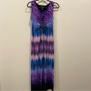 Womens Maxi Purple Night Out Sleeveless Dress R&M Richards